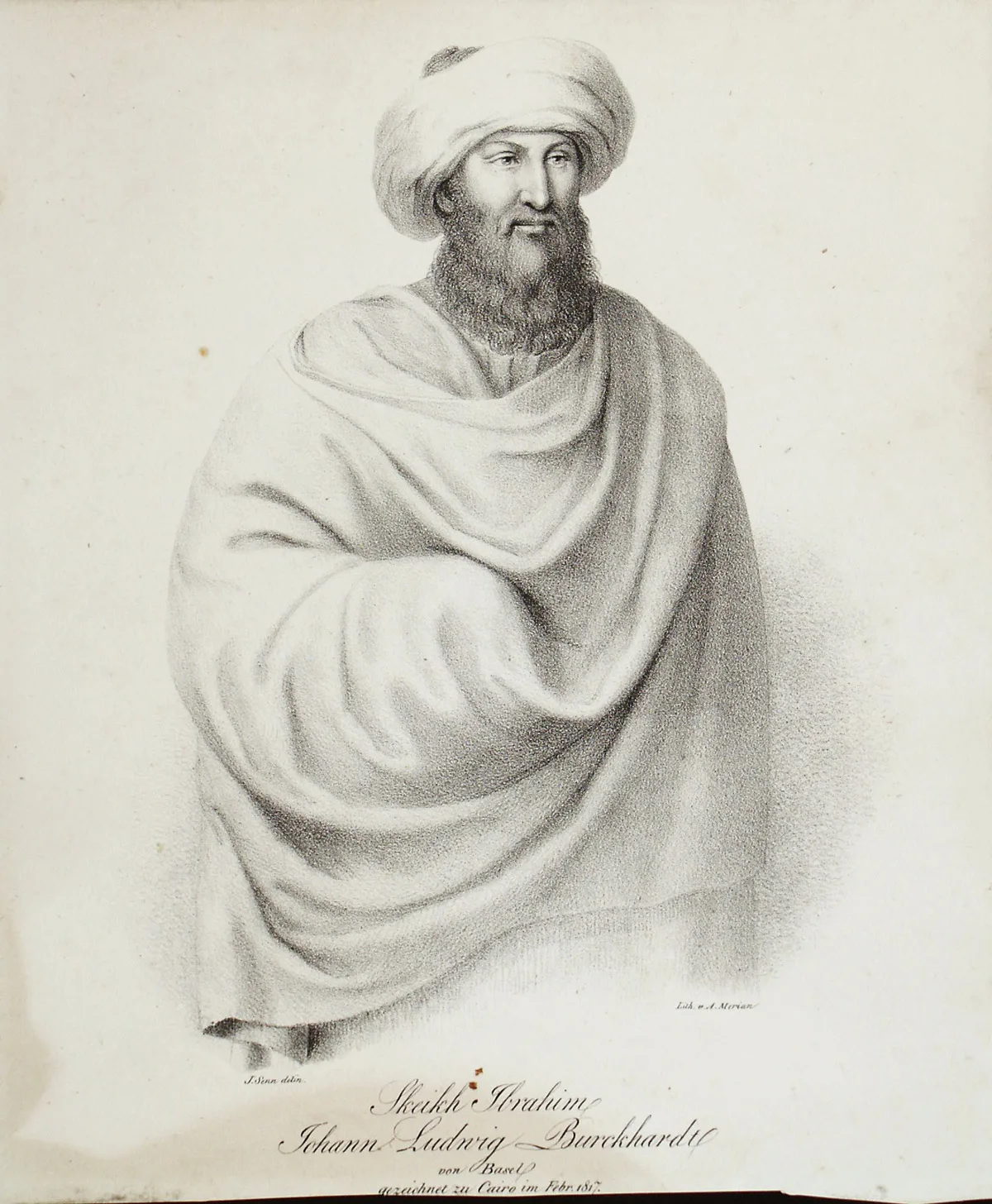 Porträt des Scheich Ibrahim ibn Abdallah (Johann Ludwig Burckhardt), zwischen 1817 und 1828.