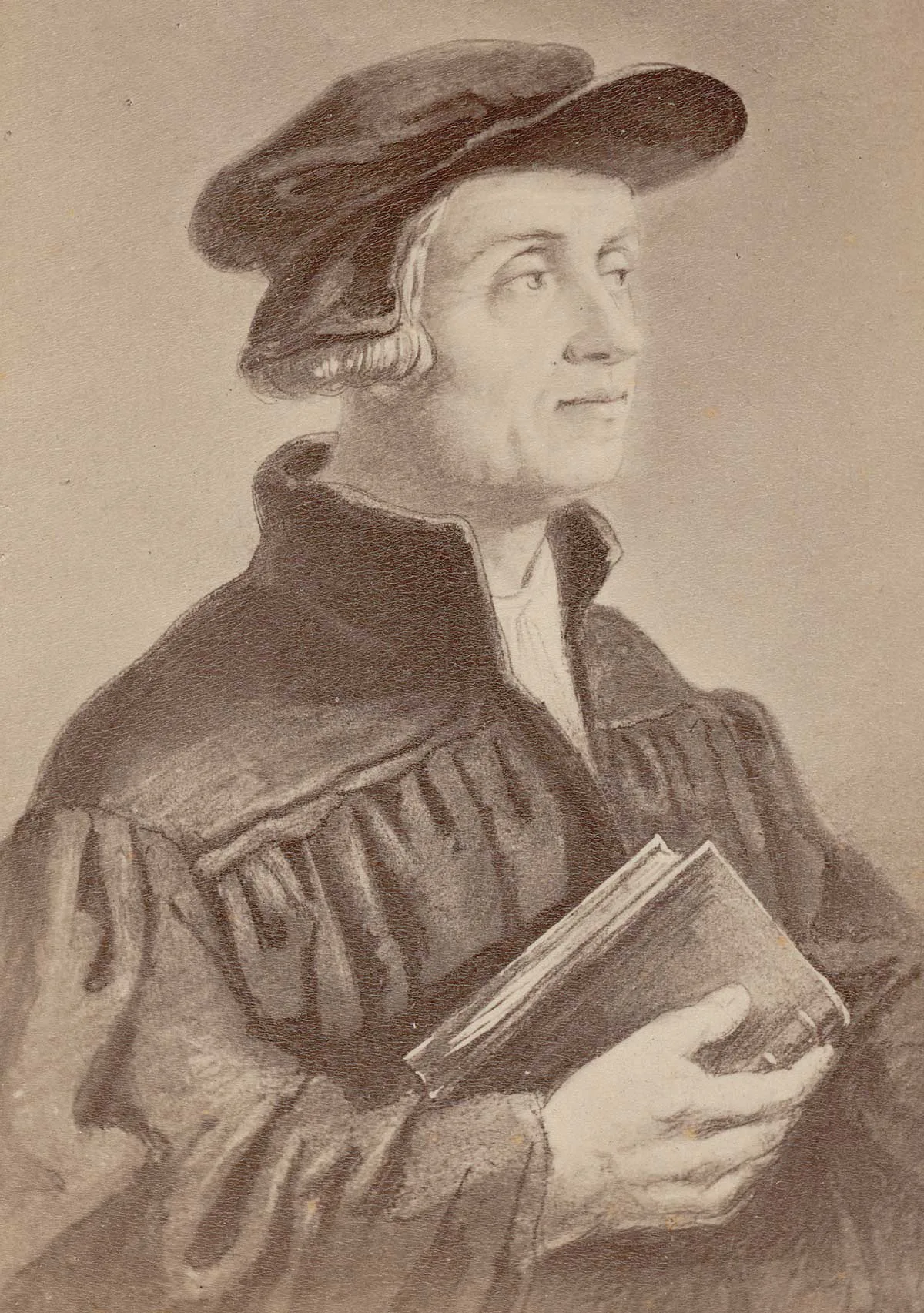 Herrenporträt von Huldrych Zwingli, hergestellt im 19. Jahrhundert.