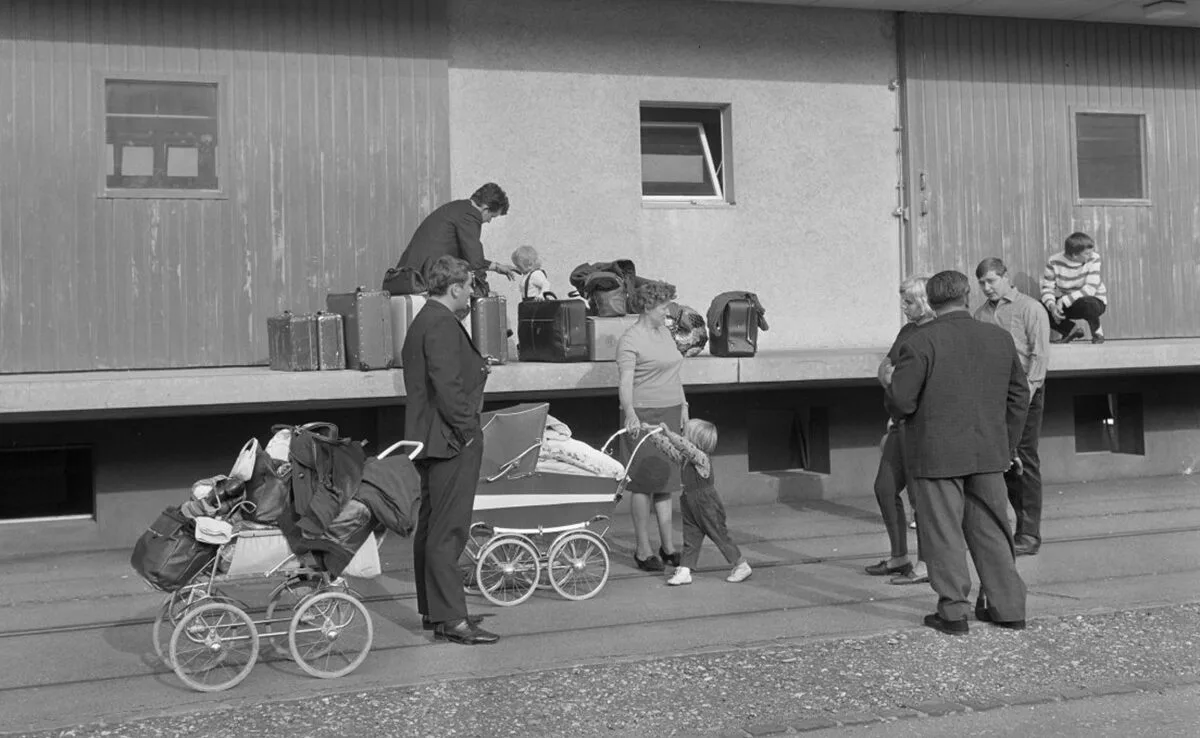 Ankunft tschechischer Flüchtlinge in Buchs, 1968.