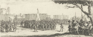 Recruitment of soldiers during the Thirty Years’ War. Engraving by Jacques Callot, 1633.