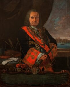 Jaime de Guzman-Davalos y Spinola, marquis de la Mina, commandant suprême des troupes espagnoles en Italie jusqu'à la fin de la guerre, vers 1760.