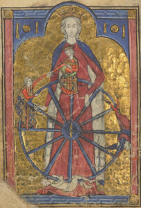 Illustration zum Roman de la poire – Roman von der Birne, Frankreich, vor 1300.