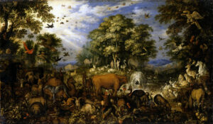 The Paradise by Roelant Savery: where people and animals live in harmony.