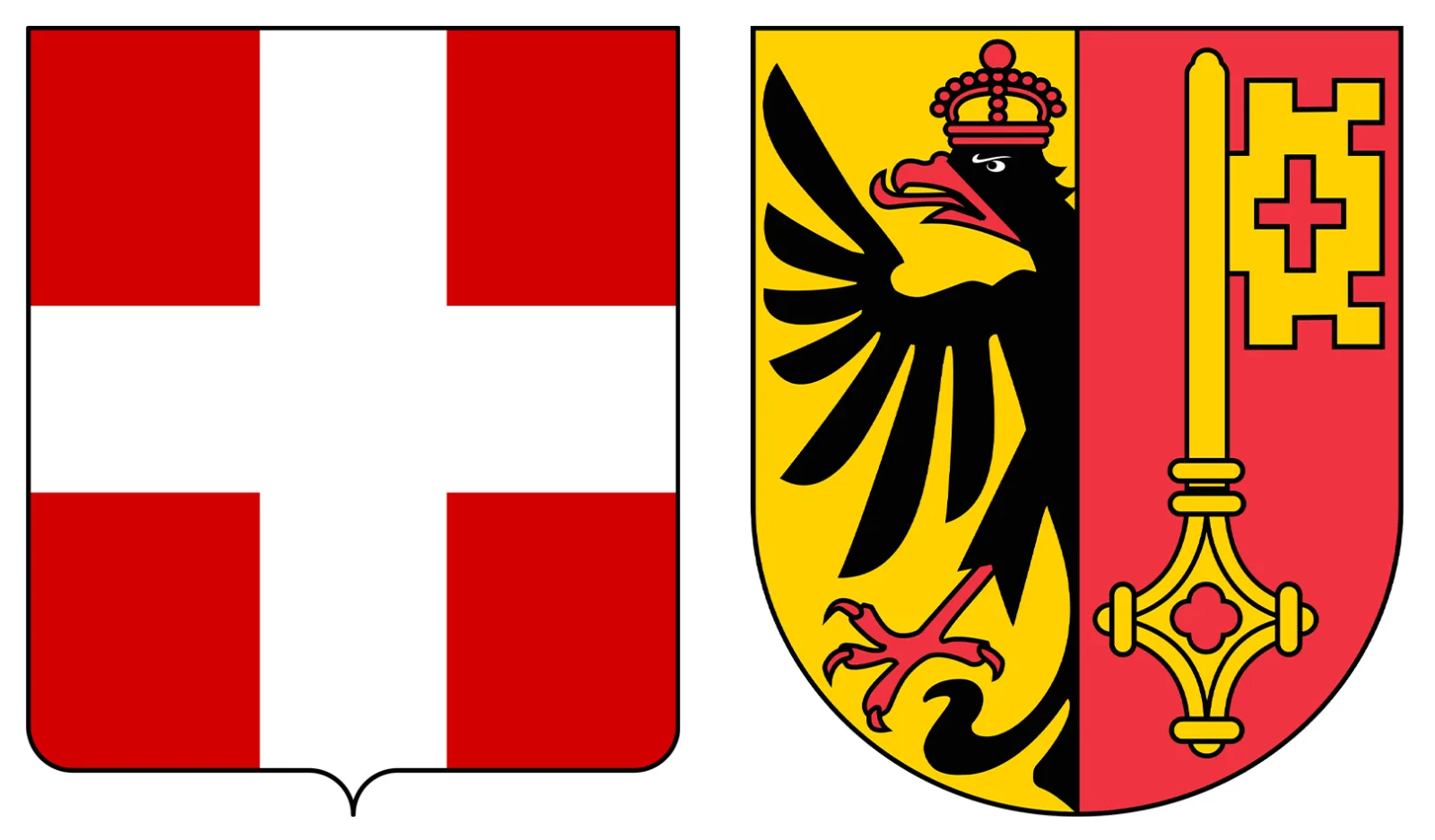 Die Wappen von Savoyen und Genf.