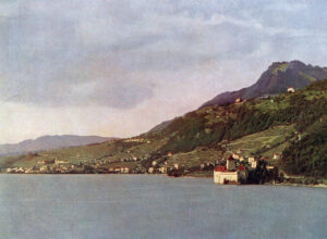 Le château de Chillon au bord du lac Léman. Impression photographique «Le monde en couleurs», vers 1907.