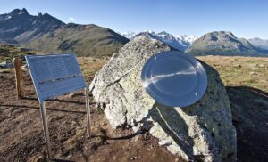 High-precision sundial at Muottas Muragl in Samedan, Graubünden.