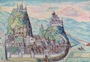 Sion around 1597. Miniature from the chronicle of Andreas Ryff.