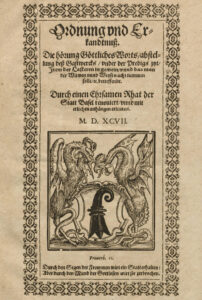 Couverture du mandat sur les mœurs de Bâle, 1597.