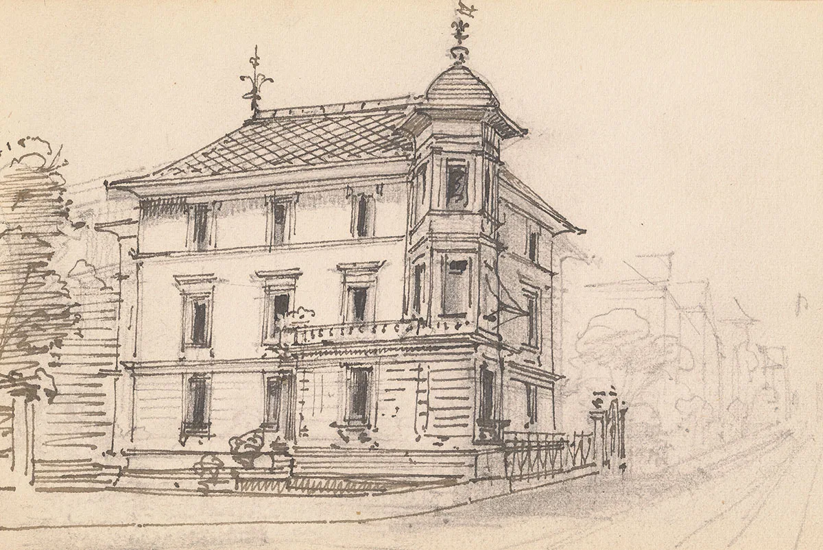 Der erste gemeinsame Wohnort von Gustav und Lydia Gull befand sich in Zürich-Riesbach. Gebaut hatte das Haus Gustavs Vater Gottlieb nach den Skizzen seines Sohnes.