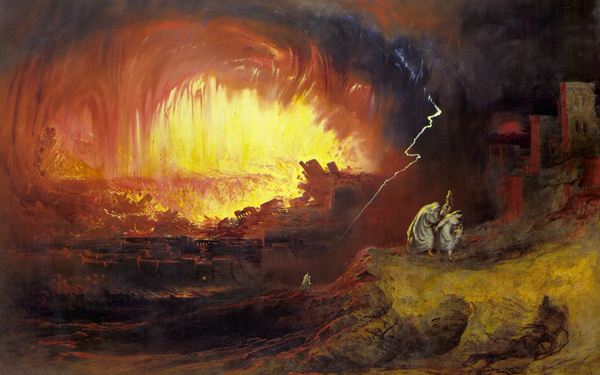 Die Zerstörung von Sodom und Gomorra, gemalt von John Martin, 1852.