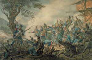 Lors de la guerre du Sonderbund de 1847, Alois Wyrsch combat sous le commandement de son père. Gravure, fin du XIXe siècle.