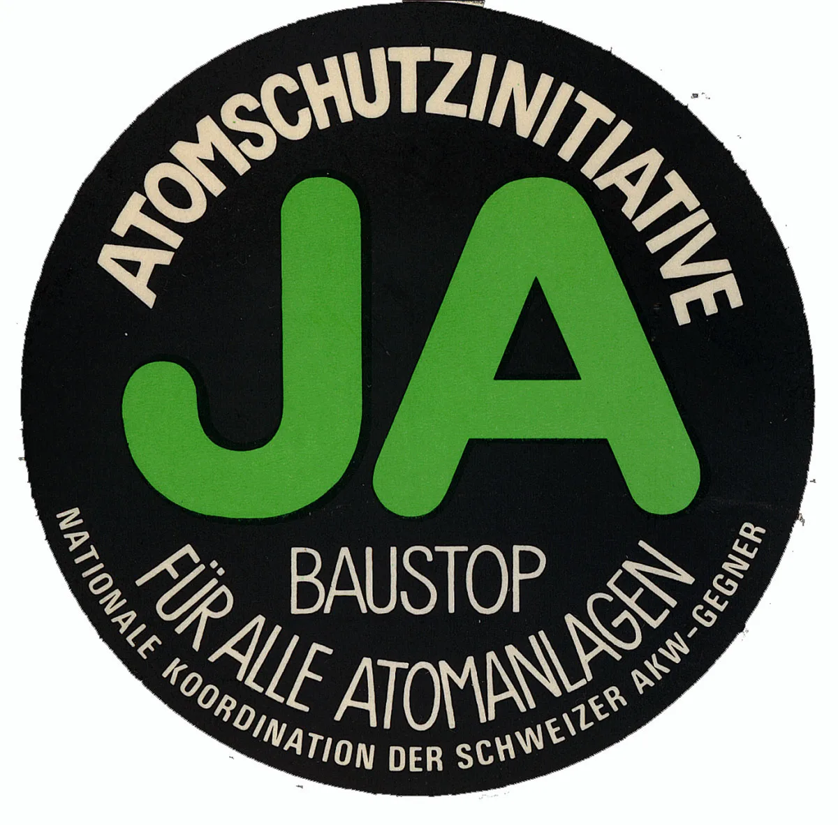 Abziehbild für die Atomschutzinitiative.