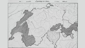 Sprachgrenzen der Schweiz. Glasdia aus der Sammlung «Atlas der Schweizerischen Volkskunde» im Fotoarchiv der SGV, Basel.