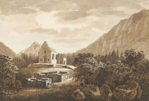 Ruines de l’église et du presbytère Saint-Jacques d’Ennetmoos (Nidwald) après l’incendie du 9 septembre 1798.