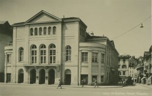 Das Stadttheater St. Gallen um 1930, damals noch an seinem ehemaligen Standort am heutigen Marktplatz.