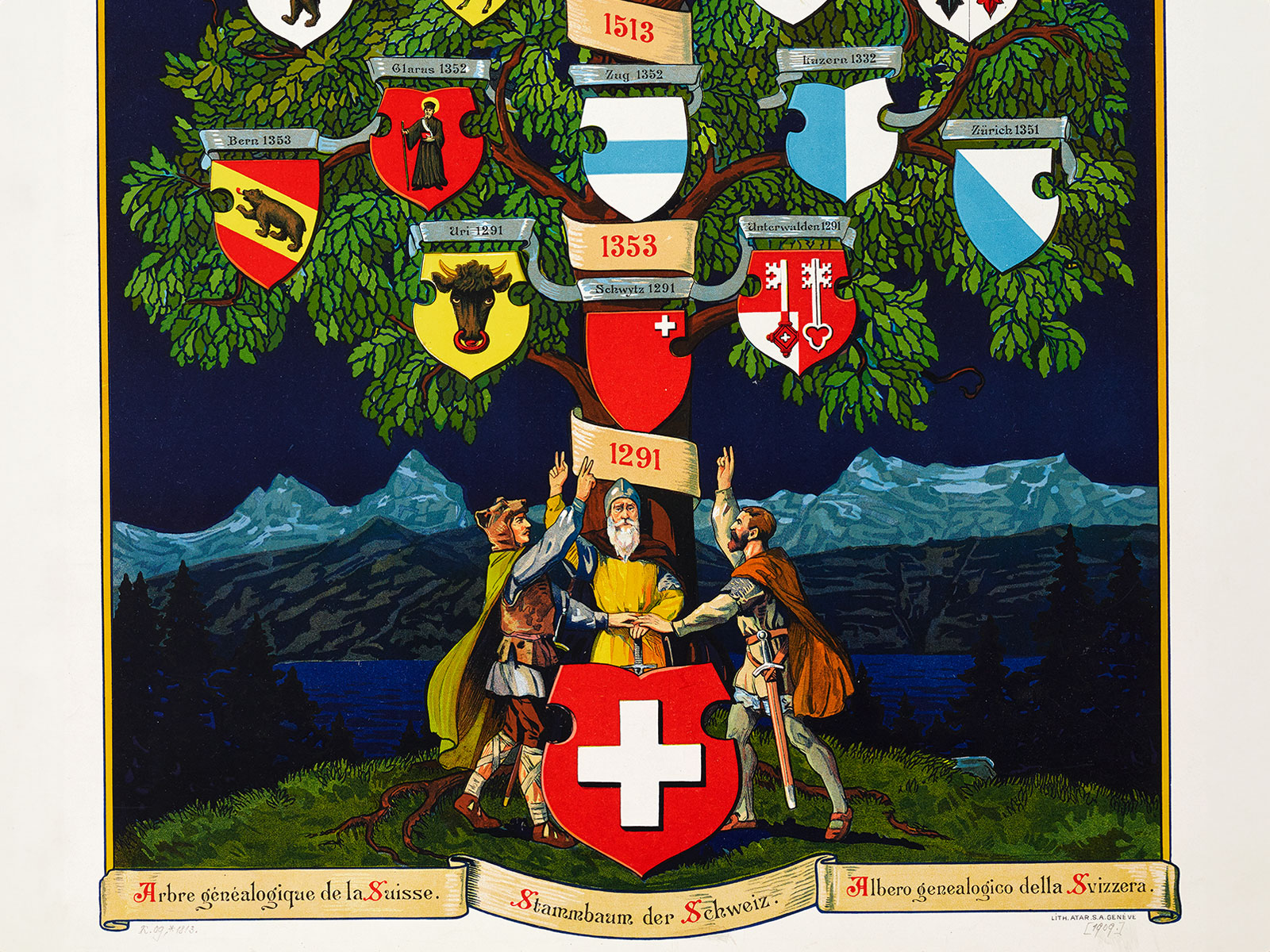 Flag of Switzerland (A) and symbol of the Red Cross (B). The design of