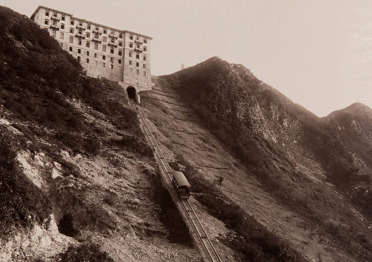 Die Stanserhornbahn, aufgenommen Ende des 19. Jahrhunderts.