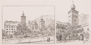 Croquis du palais de Stockalper réalisé par Roland Anheisser, Berne, 1906-1910.