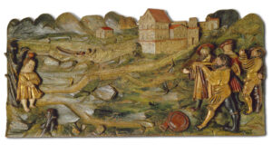Wall decoration depicting Tell shooting the apple off his son’s head, c. 1523.