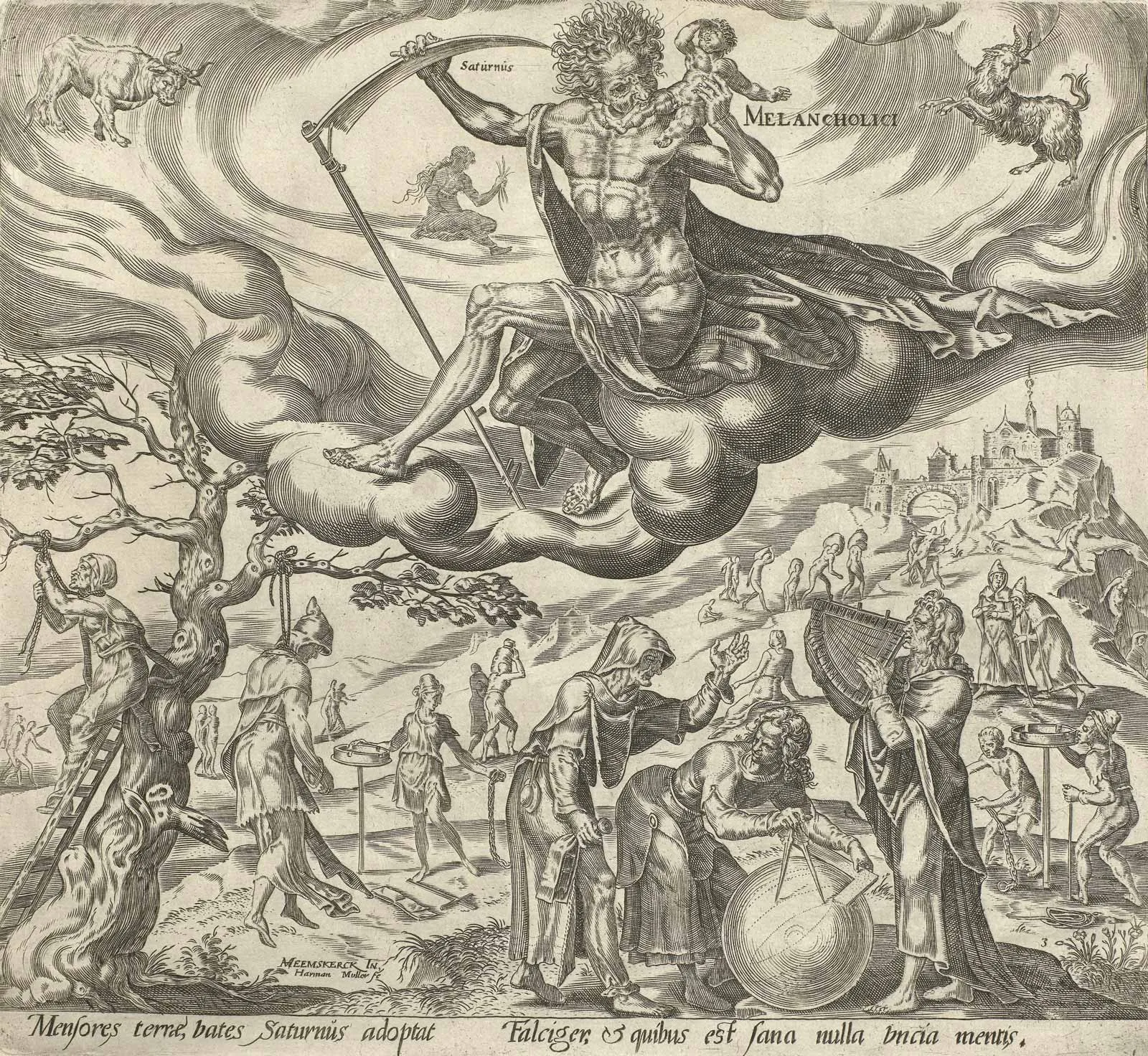 Das melancholische Temperament, Gravur aus dem Jahr 1566.