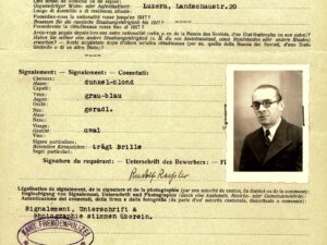 Request by Rudolf Rössler for the issuance of an identity card, 1938.