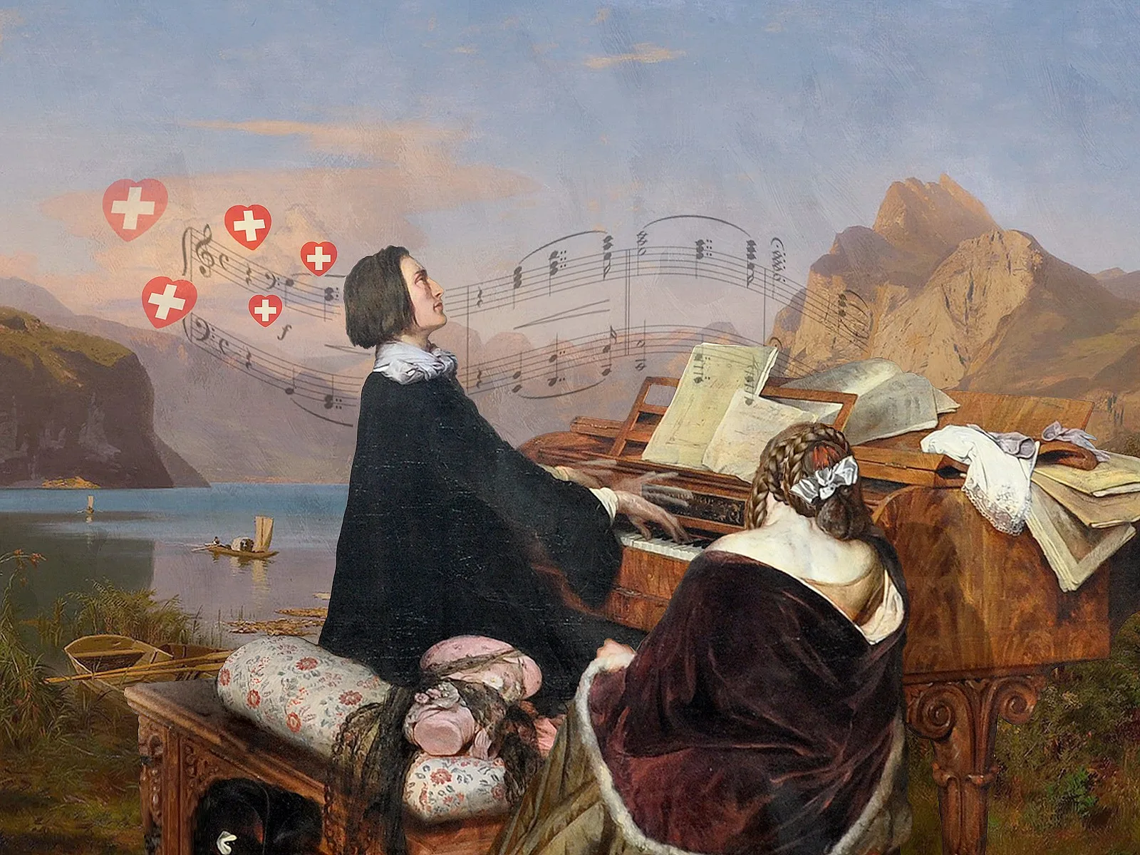 In seinen Melodien hat Franz Liszt auch ein Stück Schweiz verewigt. Illustration von Marco Heer