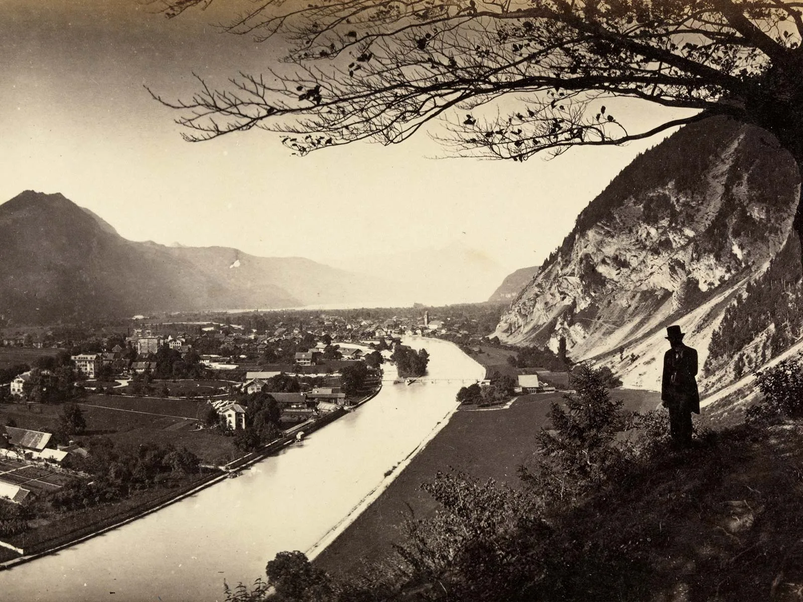 Blick auf Aarmühle, später umbennant in Interlaken, in den 1860er-Jahren.