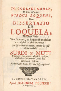 Title page of Surdus loquens by Johann Konrad Ammann, 1692.