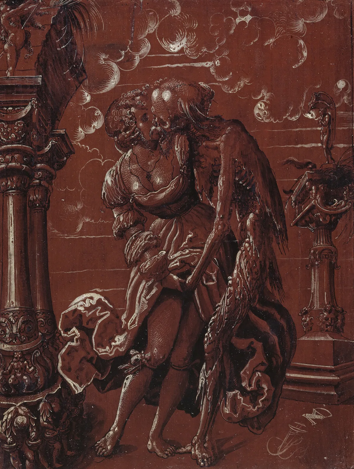 Der Tod als Kriegsknecht umfasst ein junges Weib (Rückseite), 1517.