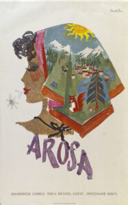 Tourismusplakat für Arosa, 1957.