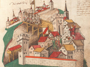 «Mordnacht zu Zürich», 24. Februar 1350: Bürgermeister Rudolf Brun schlägt auf dem Dach des Rathauses Alarm.