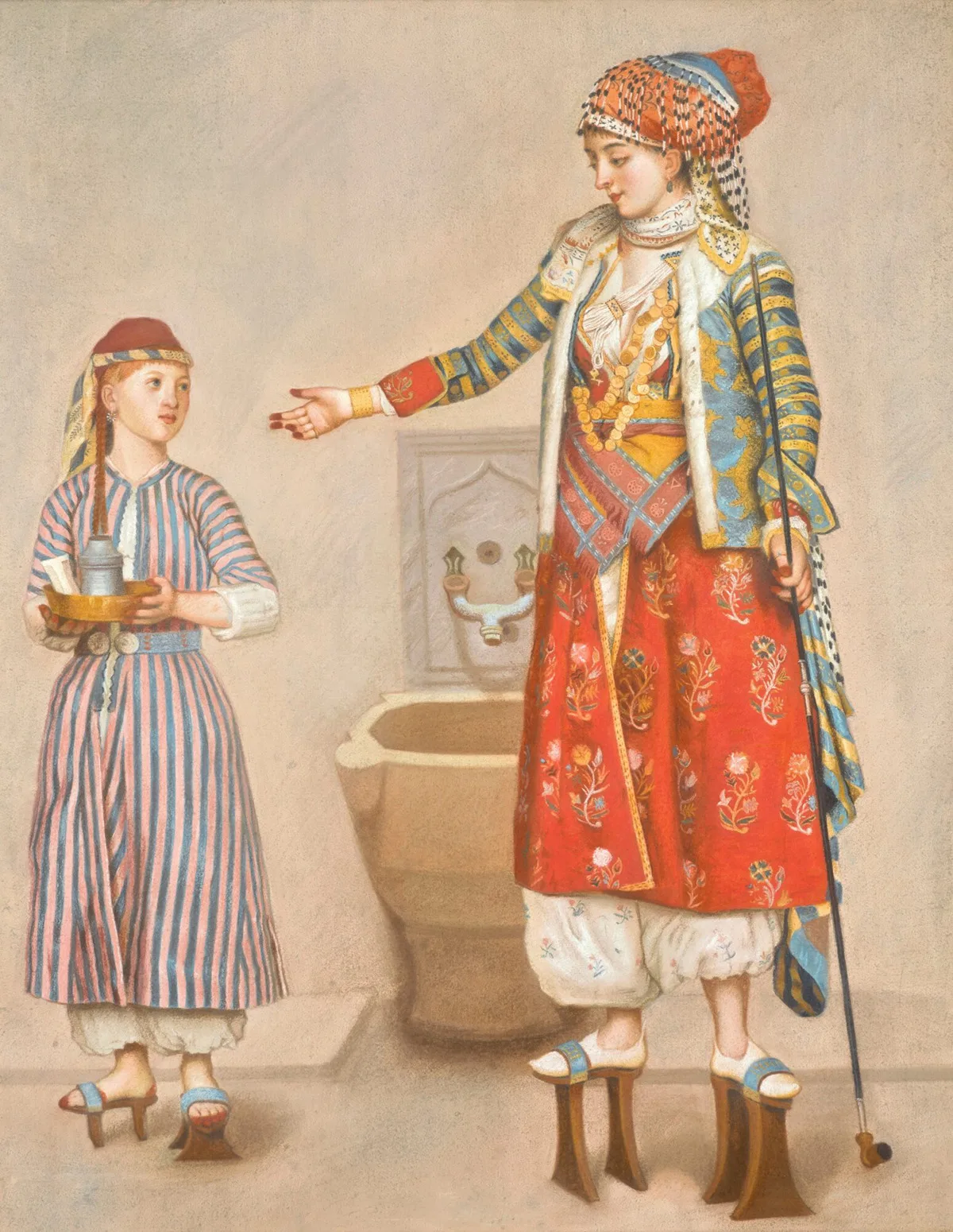 «Türkische Dame mit Dienerin», gemalt um 1742/1743 von Jean-Étienne Liotard.