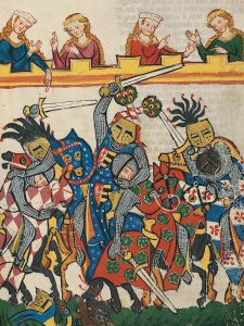 Turnierszene aus dem 14. Jahrhundert, Abbildung im Codex Manesse.