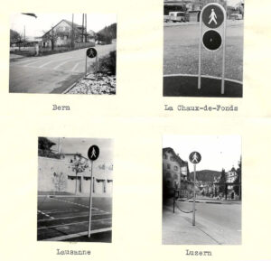 Examples of different crossings set out in a letter produced by the Swiss Council for Accident Prevention (Schweizerische Beratungsstelle für Unfallverhütung), 1952.