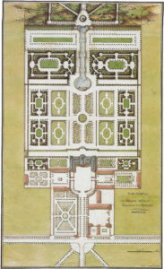 Undatierter Planentwurf für einen Landsitz mit Gärten. Zeichnung von Erasmus Ritter.