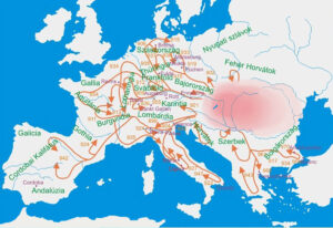 Déplacements des Magyars dans les années 900.
