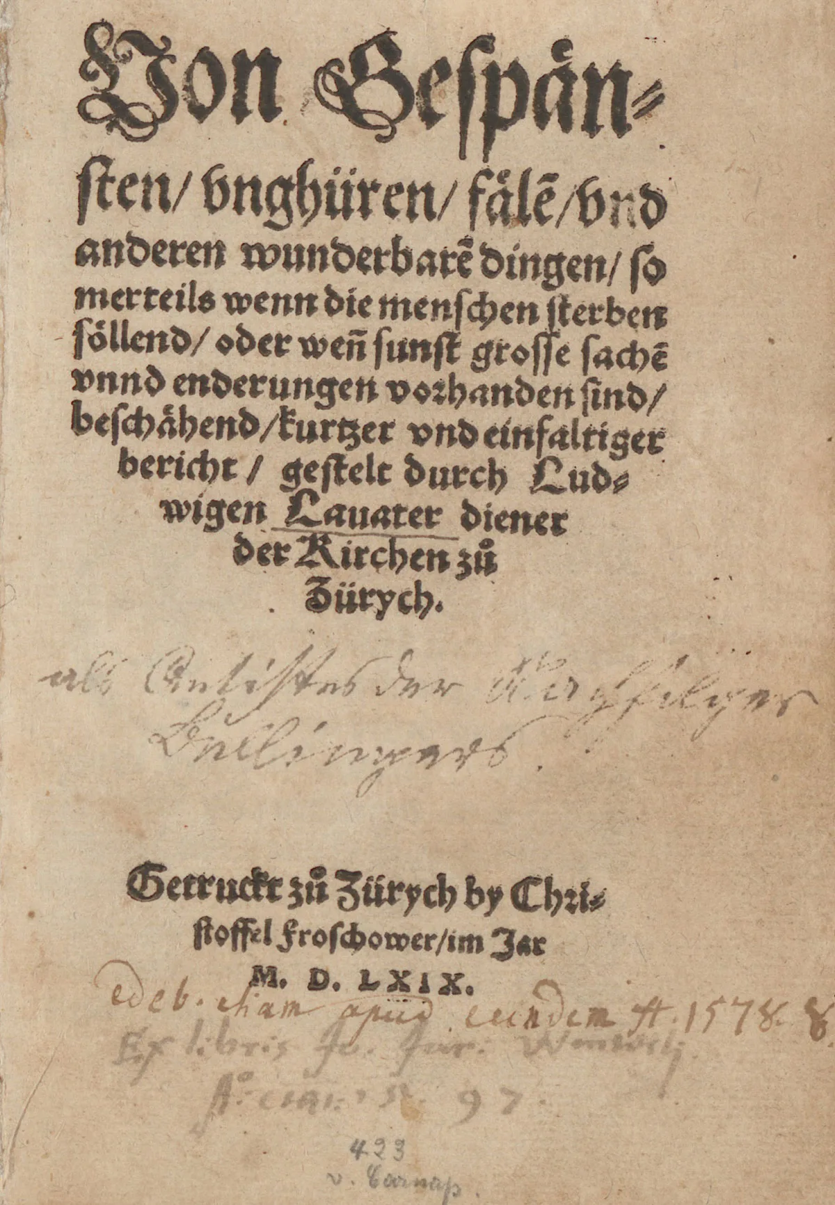 Das Gespensterbuch von Ludwig Lavater, 1569.