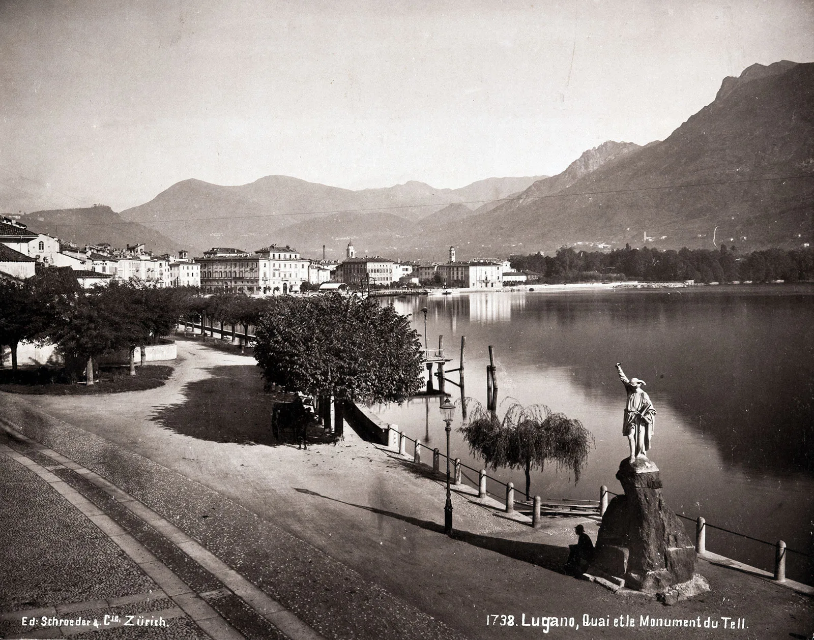 Velas Tell am Quai von Lugano, Aufnahme um 1885.