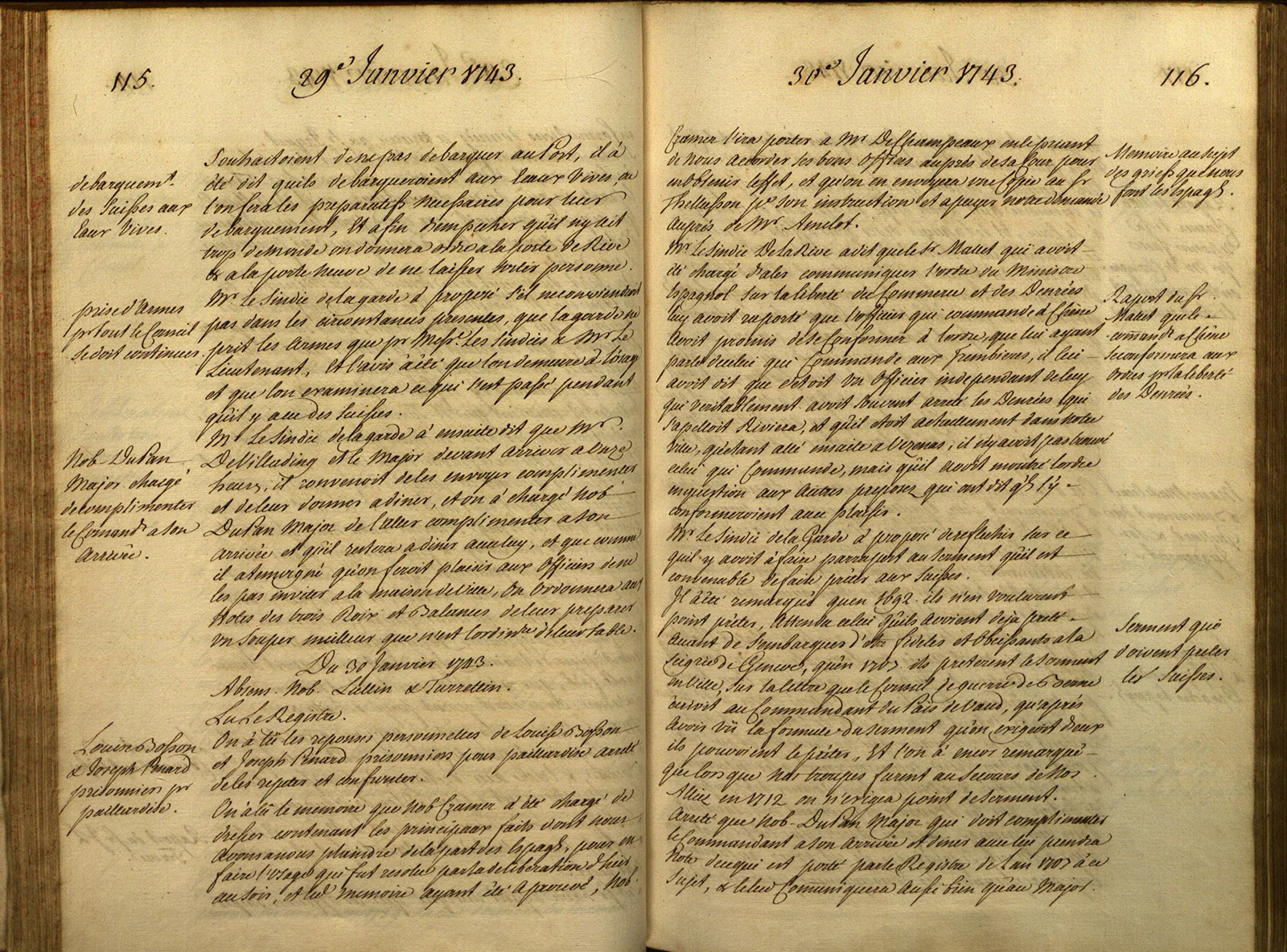 Verhandlungsprotokoll der Genfer Regierung vom 30. Januar 1743.