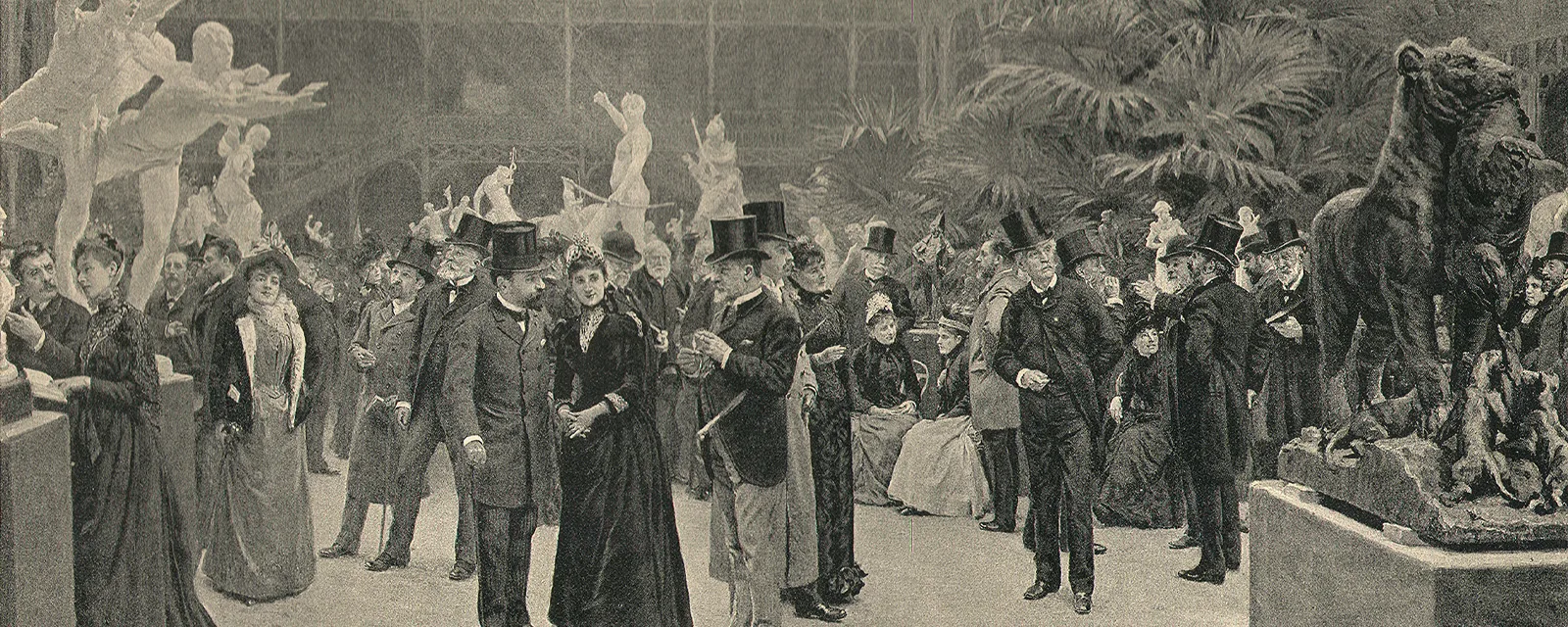 Vernissage am Salon de Paris 1890. Zeichnung von Jean-André Rixens.