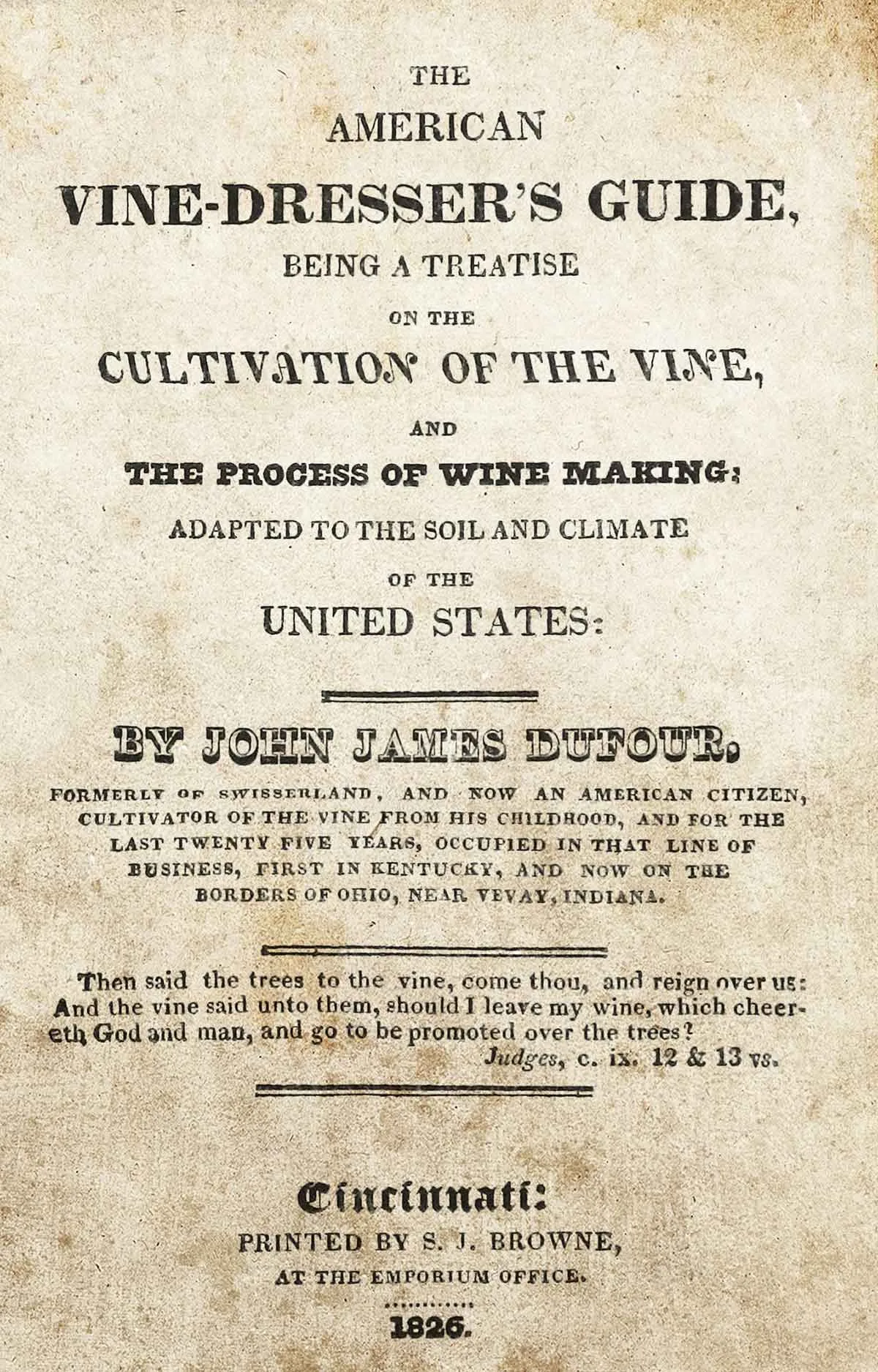 Titelblatt von Dufours Buch American Vine-Dresser's Guide.