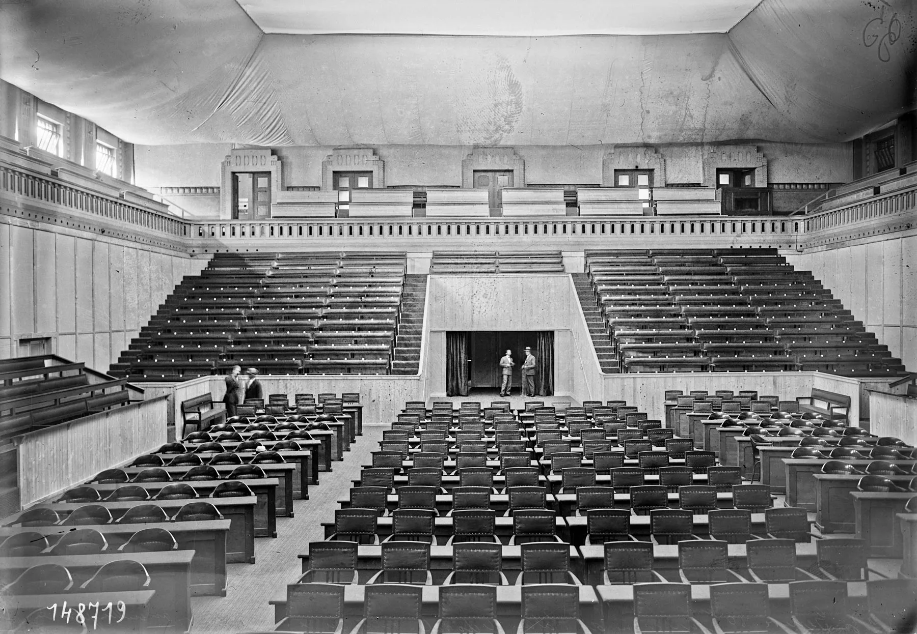 Blick in den Sitzungssaal des Völkerbunds, 1930.