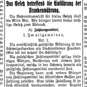 Artikel im Liechtensteiner Volksblatt vom 3. Mai 1924.