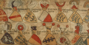 Wappenrolle aus dem 14. Jahrhundert.