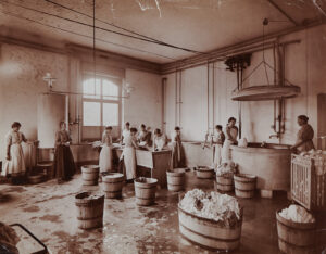 Wash day at the Magdalene asylum, Zurich, circa 1900.