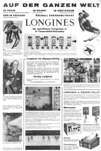 Werbeseite von Longines in der NZZ vom 23. Februar 1960, vor den Spielen in Squaw Valley.