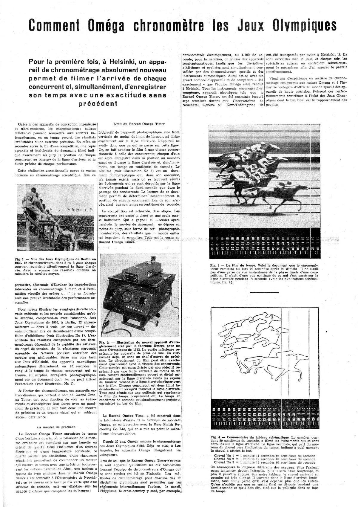 Page publicitaire d’Omega dans le Journal du Jura du 27 juillet 1952 à l’occasion des Jeux d’Helsinki.