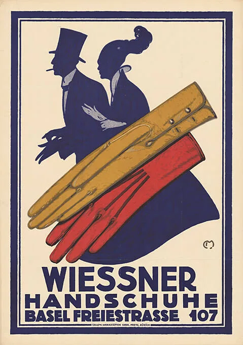 Plakat der Firma Wiessner aus dem Jahr 1917 für eine Zweigniederlassung in Basel.