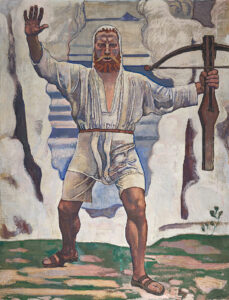 Guillaume Tell de Ferdinand Hodler, 1897 Hodler fait de l’arbalète dans la main de Tell une croix chrétienne stylisée, ce qui confère une qualité sacrée à la représentation.
