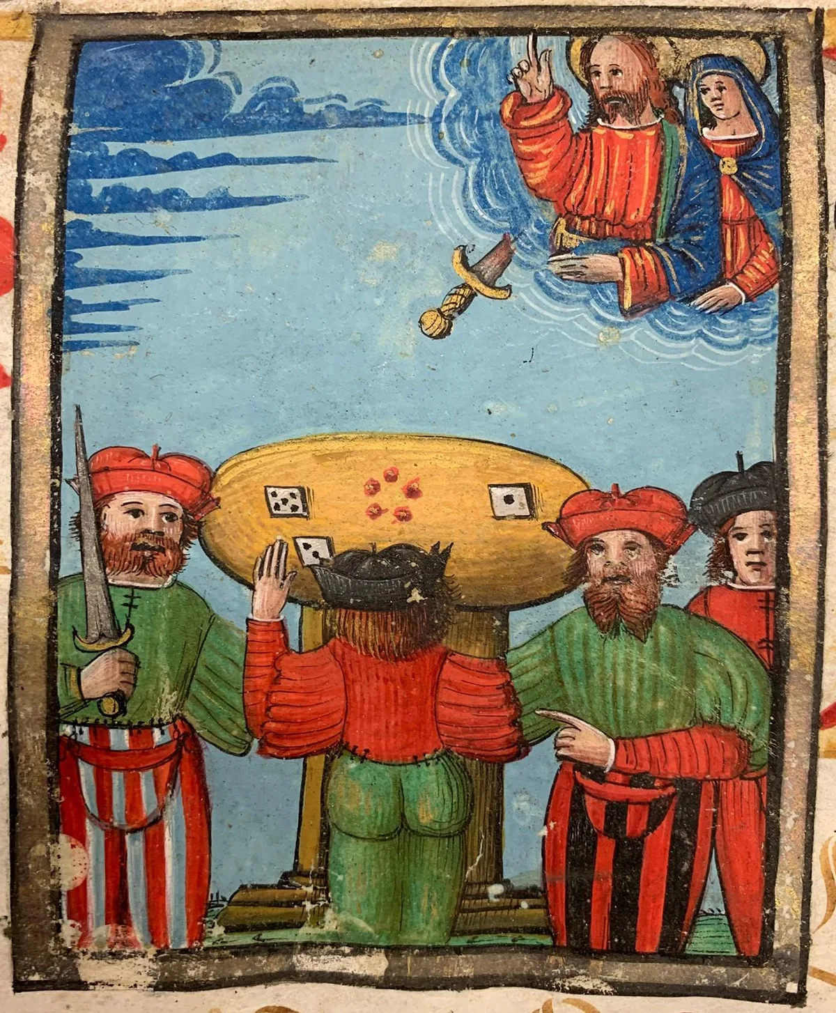 Das Heiligblutwunder von Willisau: Illustration auf dem Ablassbrief für die Heiligblutkapelle in Willisau von 1498.